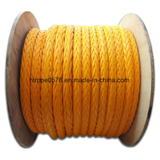 Gul 12 Strand Uhmwpe Rope med splejsning øjne begge ender